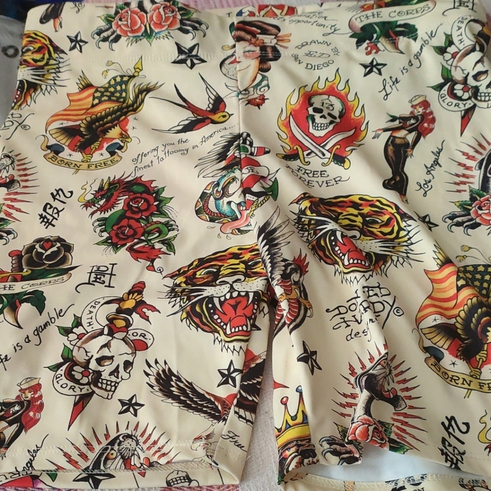 Ed Hardy Tattoo Print Shorts